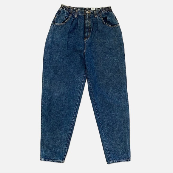 Jordache Vintage Medium Stone Washed Pleated Front Ultra High Waist Denim Jeans - Picture 10 of 11